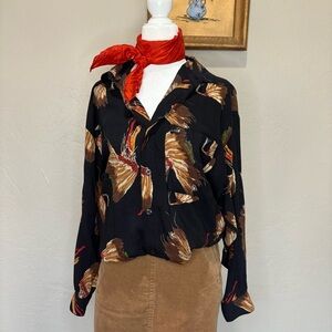 Vintage Guess by Georges Marciano Shirt Feather Headdress Western Print Small